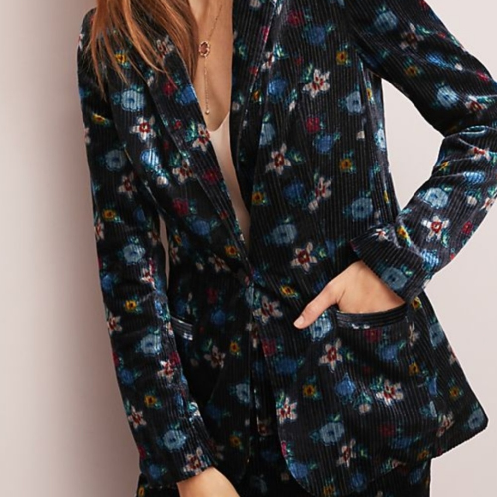 NWT Anthropologie Velvet Floral Bloom Jacket - Picture 3 of 8